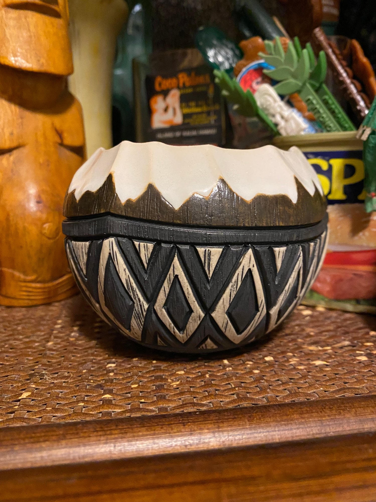 Image of 12 oz Fijian Tapa Inspired Coconut Mug (f) - US Shipping Included 