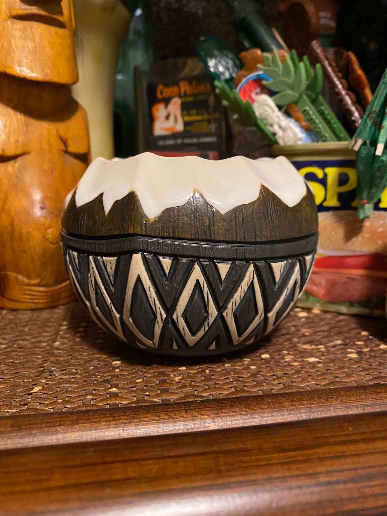 Image of 12 oz Fijian Tapa Inspired Coconut Mug (f) - US Shipping Included 