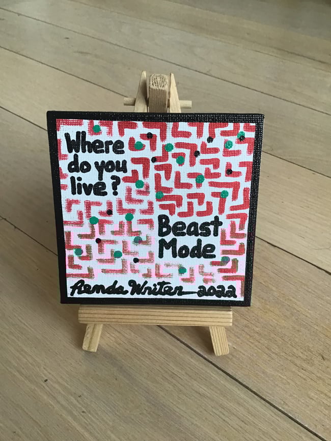 4” x 4” Canvas Panel with Easel • Where do you live?   Beast Mode