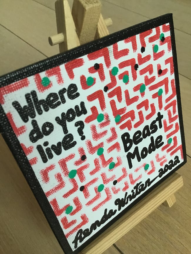 4” x 4” Canvas Panel with Easel • Where do you live?   Beast Mode