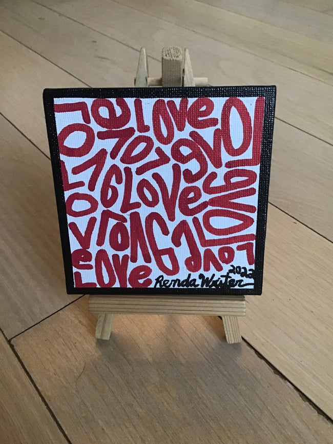 4” x 4” Canvas Panel with Easel • Love (red)
