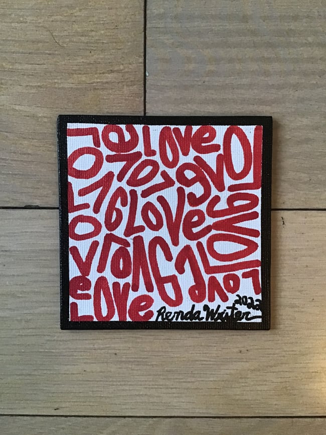 4” x 4” Canvas Panel with Easel • Love (red)