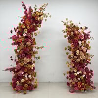 Rustic Red, Pink & Orange Floral Pillars 