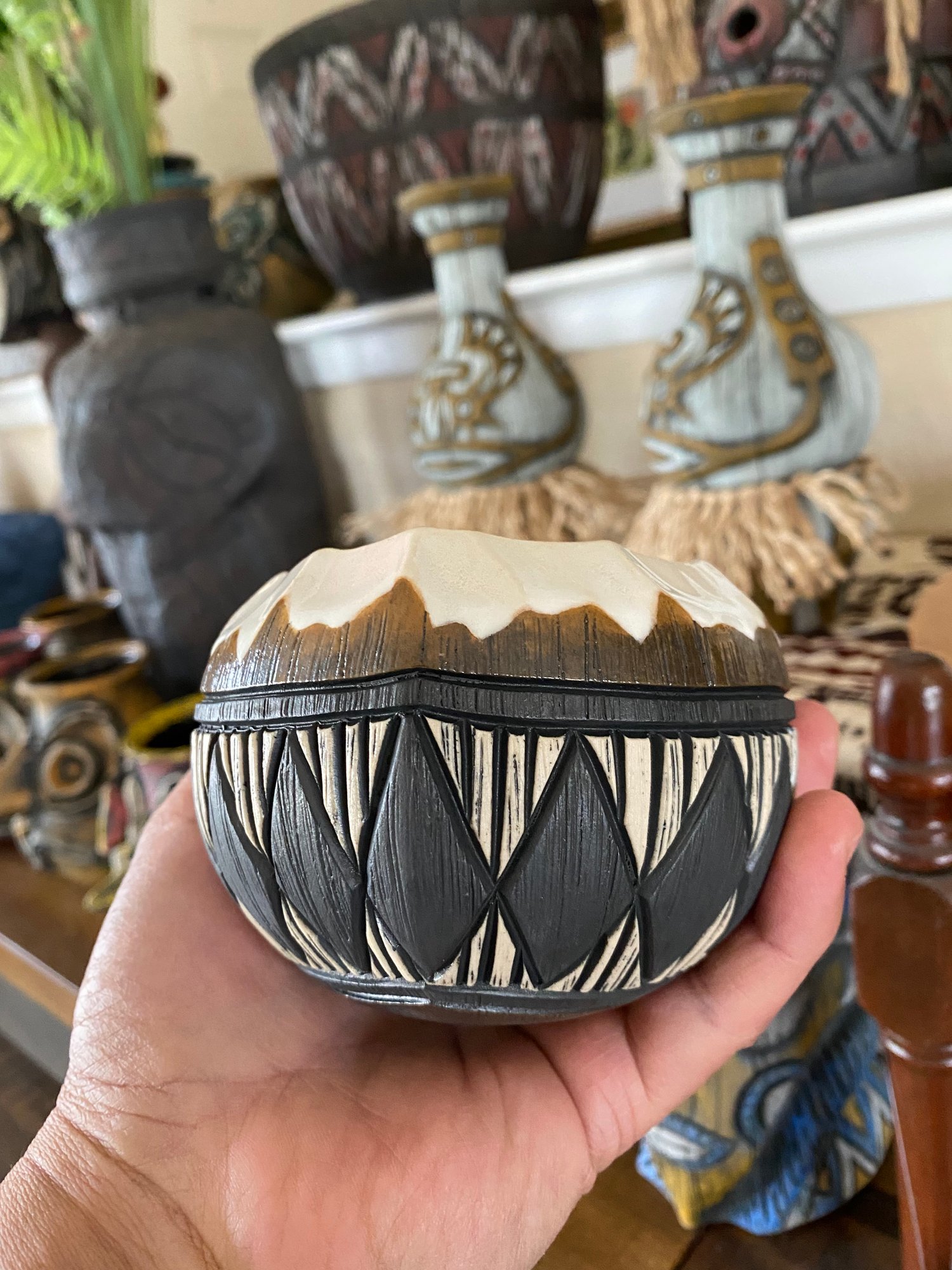 Image of 12oz Fijian Tapa Inspired Coconut Mug (j) - US Shipping Included 