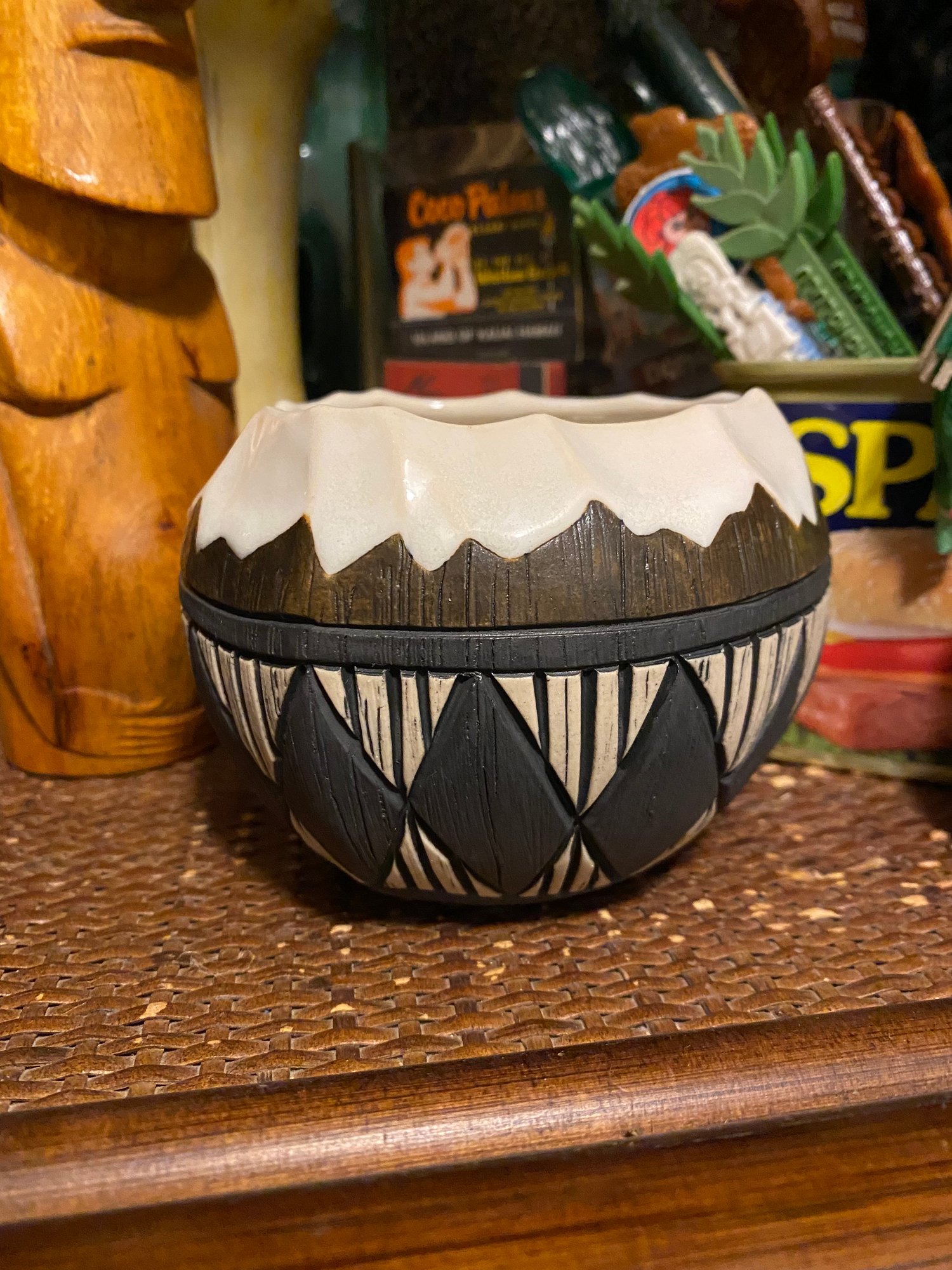 Image of 12oz Fijian Tapa Inspired Coconut Mug (j) - US Shipping Included 