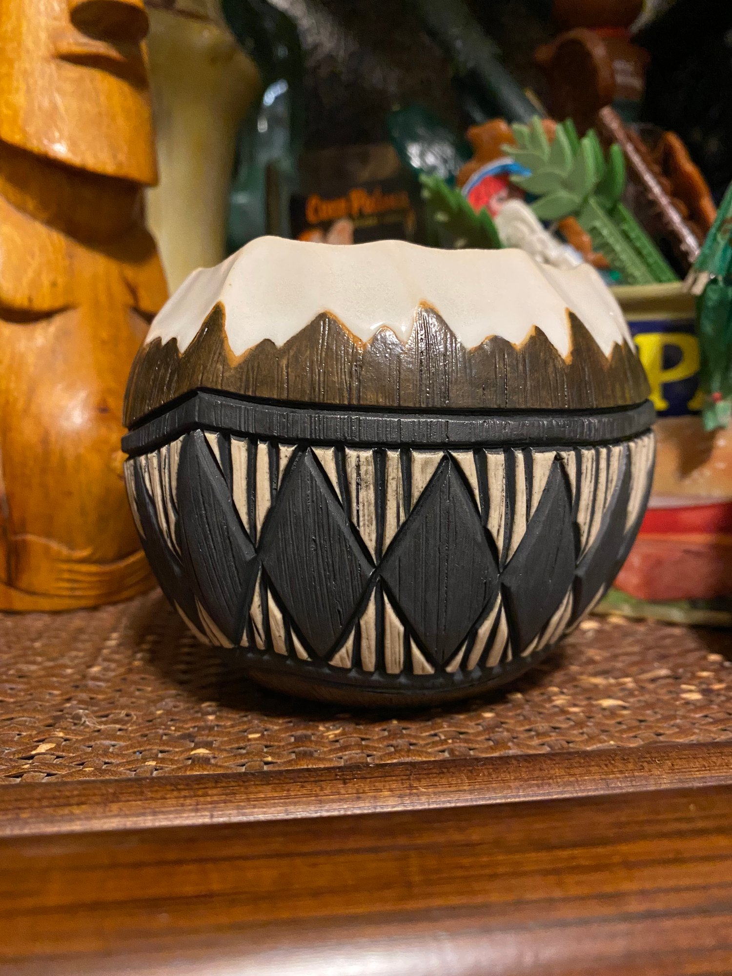 Image of 12oz Fijian Tapa Inspired Coconut Mug (k) - US Shipping Included 