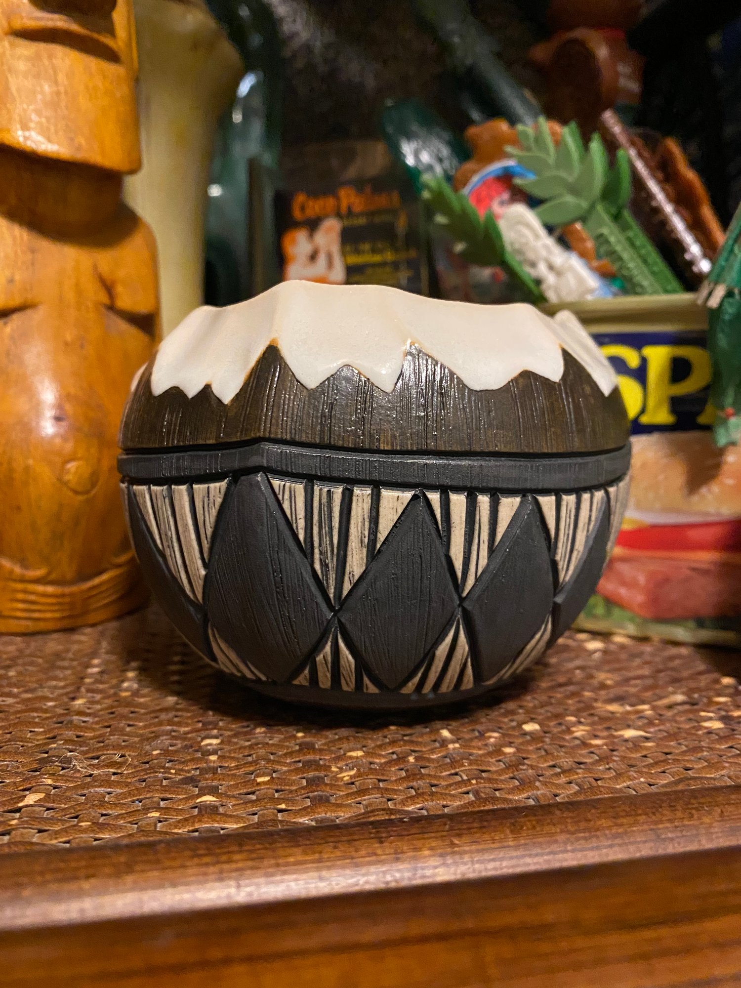 Image of 12oz Fijian Tapa Inspired Coconut Mug (l) - US Shipping Included