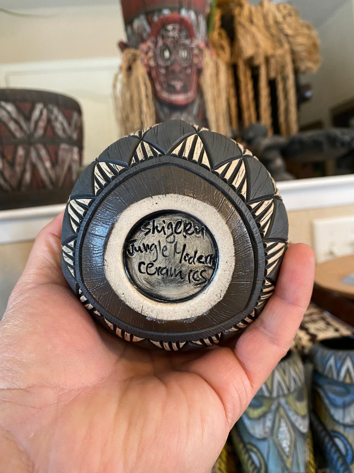 Image of 12oz Fijian Tapa Inspired Coconut Mug (l) - US Shipping Included