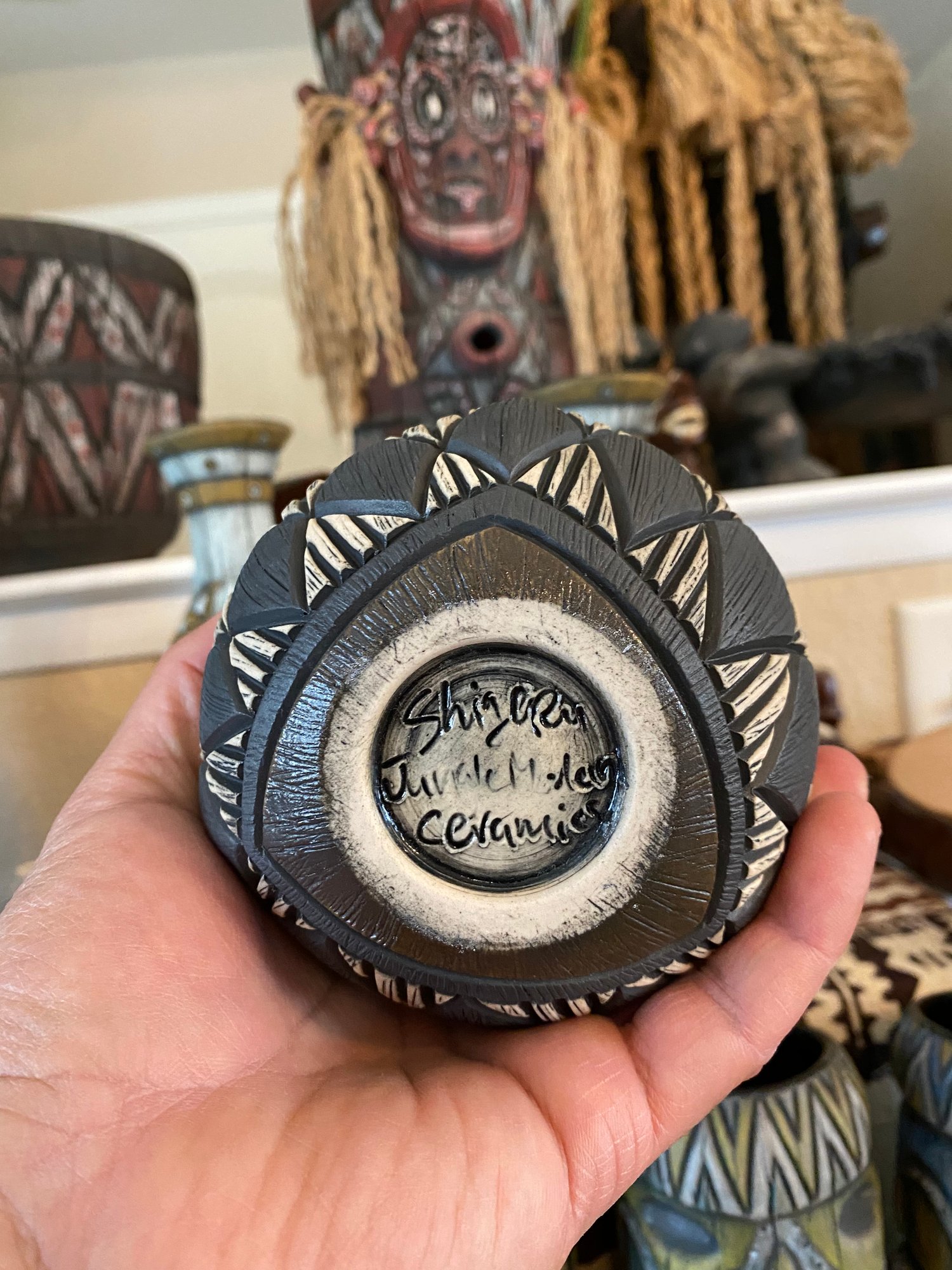 Image of 12oz Fijian Tapa Inspired Coconut Mug (m) - US Shipping Included 