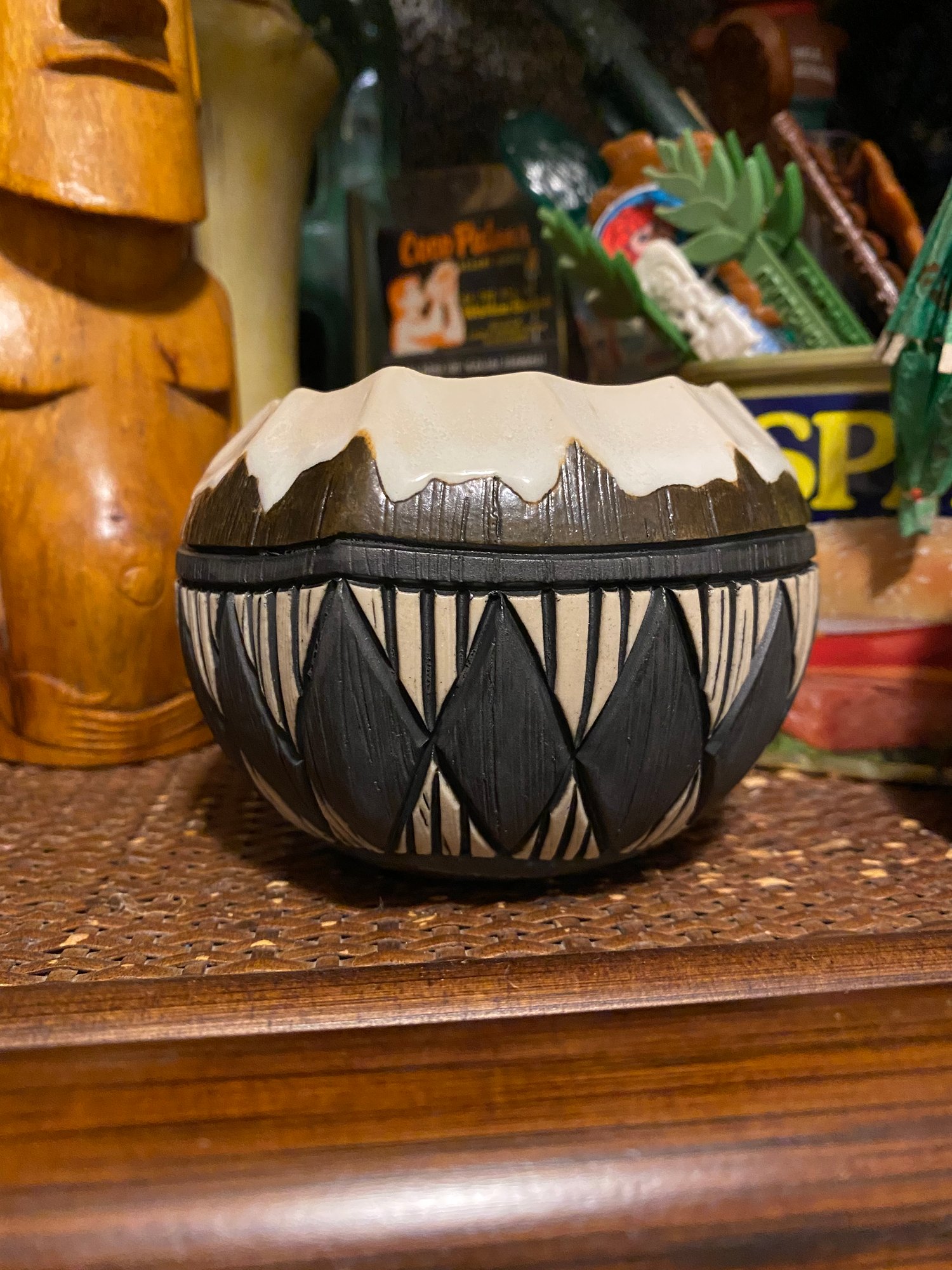 Image of 12oz Fijian Tapa Inspired Coconut Mug (n) - US Shipping Included 