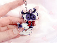 Image 2 of Strange Sweeties Mootant Two Headed Calf Cow Creepy Cute 2.5" Acrylic Charm Keychain