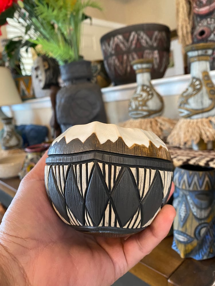 Image of 12oz Fijian Tapa Inspired Coconut Mug (p) - US Shipping Included 