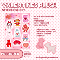 valentines plush sticker sheet (PREORDER)