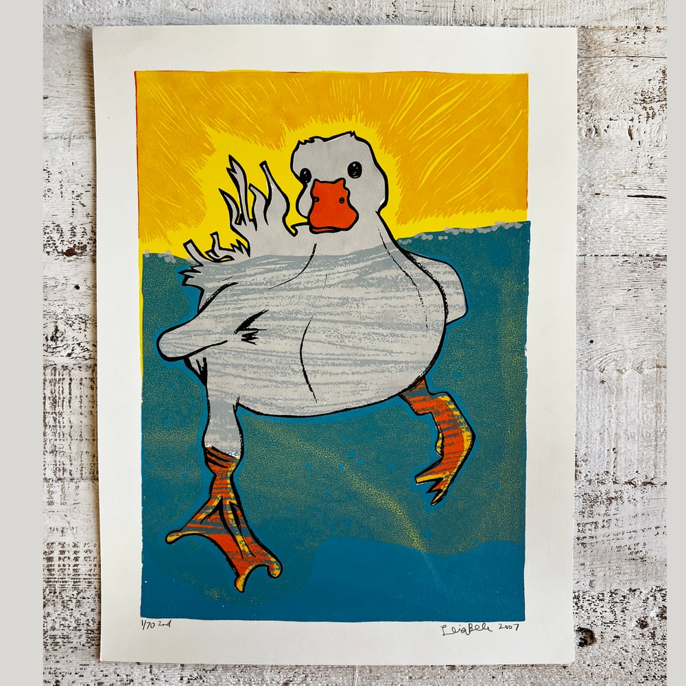 Image of SWIMMING DUCK ART PRINT