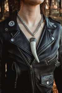 Image 1 of Silver Capped Goat Horn necklace
