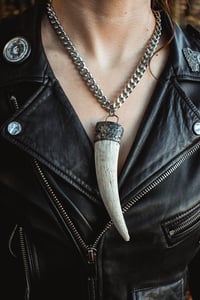 Image 3 of Silver Capped Goat Horn necklace
