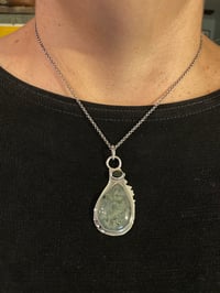 Image 2 of Prehnite and green zircon sterling silver 18” chain