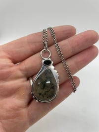 Image 1 of Prehnite and green zircon sterling silver 18” chain