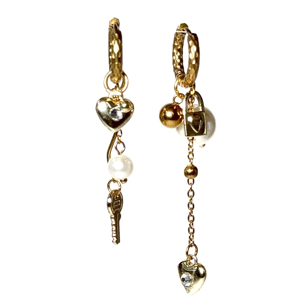 Image of Lock and Key Hoop Earrings