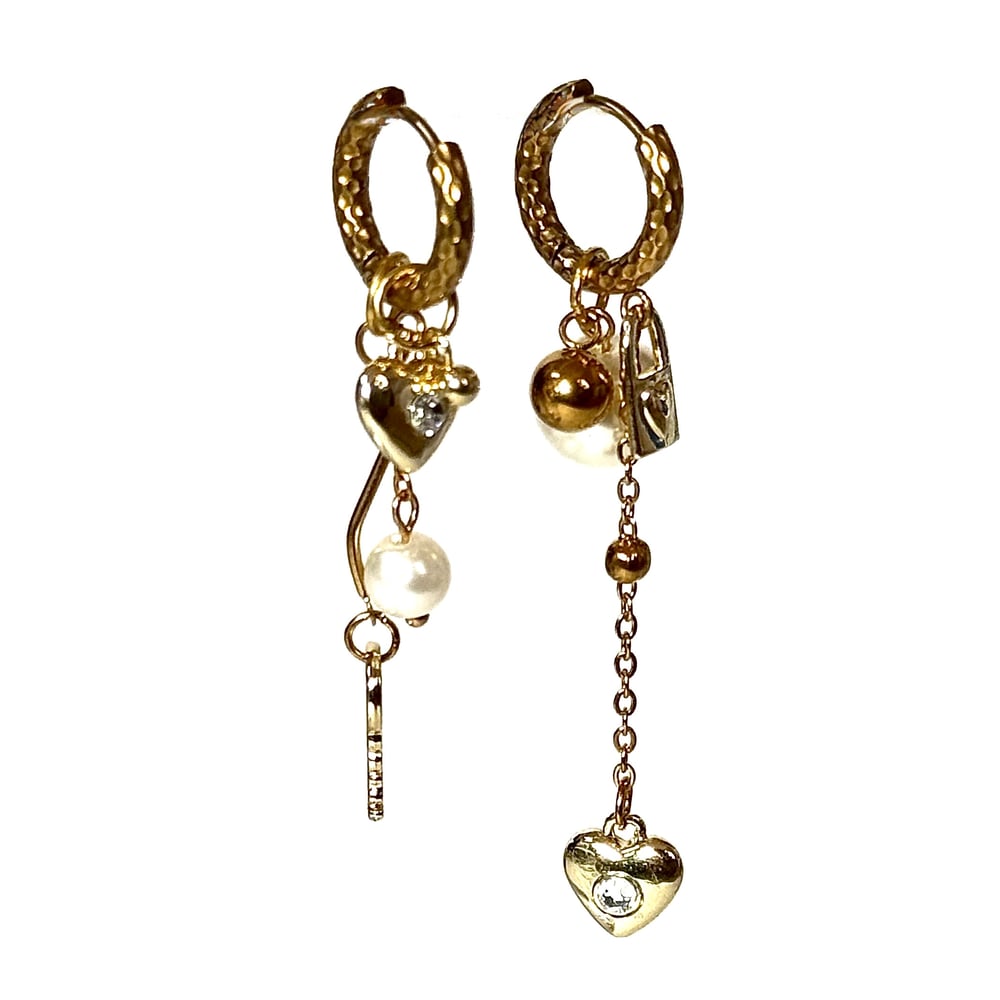 Image of Lock and Key Hoop Earrings
