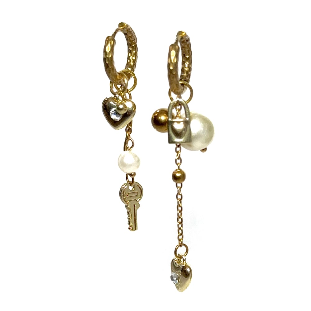 Image of Lock and Key Hoop Earrings