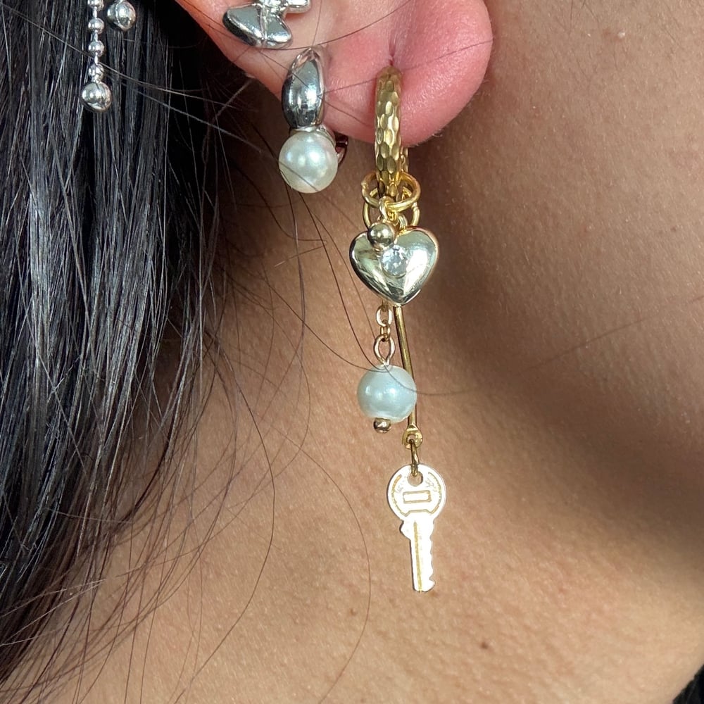 Image of Lock and Key Hoop Earrings