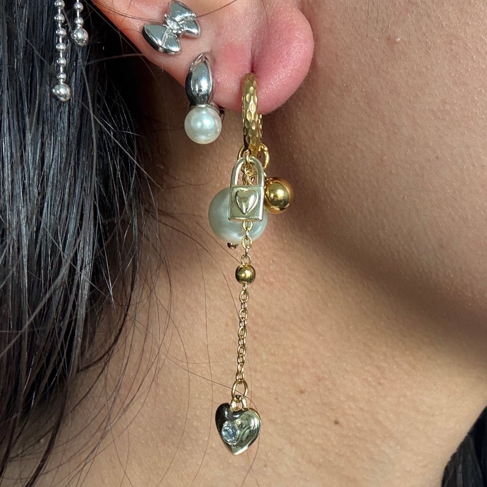 Image of Lock and Key Hoop Earrings