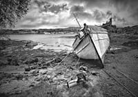 Old boat at Skye exclusive print (monochrome)