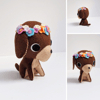 Brown felt dog with spring flower crown