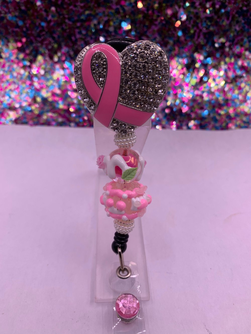 Image of Pink Ribbons Badge Holder 