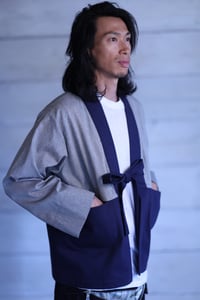 Image 2 of Mao-Chou Kimono Jacket - Blue & light grey