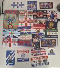 Pack of 25 mixed Rangers/Linfield/Northern Ireland Football/Ultras stickers.
