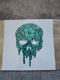 Flower skull drip blue 