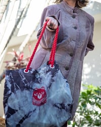 Image 2 of Tie Dye Red Chrysanthemum Rope Tote Bag 