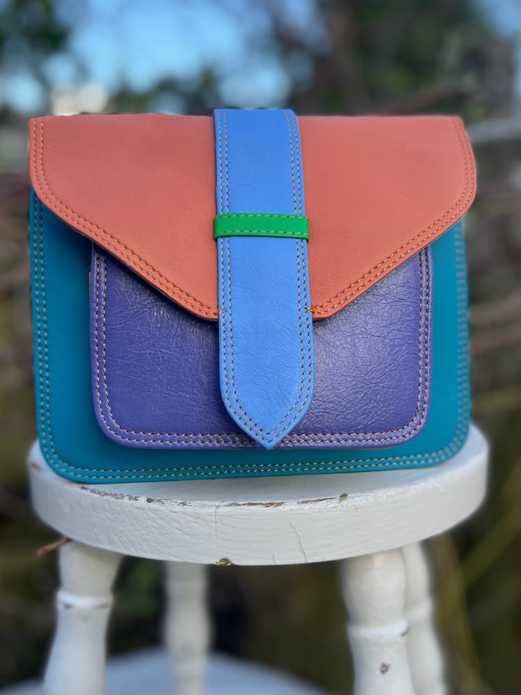 Image of Harlequin Collection - Recycled Leather Small Messenger -#24B