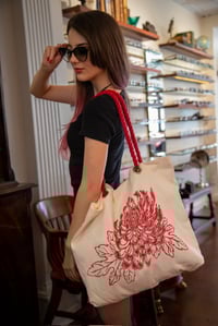 Image 2 of Red Chrysanthemum Red Tote Bag