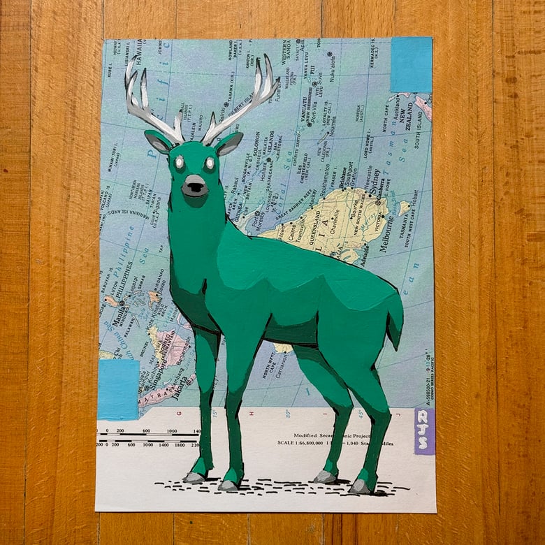 Image of Green Buck / unframed original painting