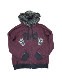 Image 3 of Red Striped Fur Zip Up