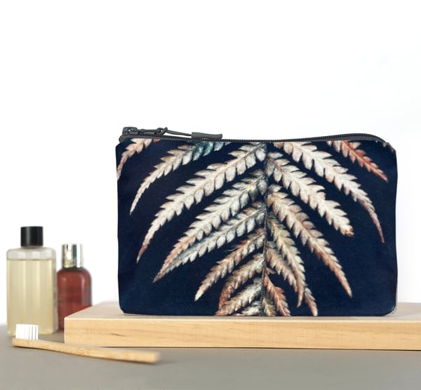 Image of Fern, wash bag, make-up, travel zipper pouch