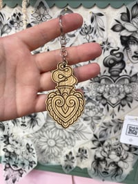 Sacred Heart Bamboo Keyring - Emma Beech Tattoo