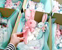 Image 3 of Vintage inspired stuffed Bunny plaque (pink, blue, or yellow) 