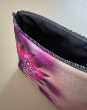 Image of Pink astrantia, LARGE travel bag, make-up, toiletries zipper pouch