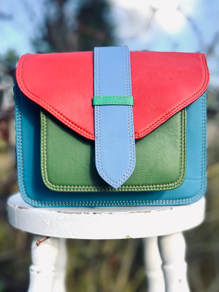 Image of Harlequin Collection - Recycled Leather Small Messenger -#24C