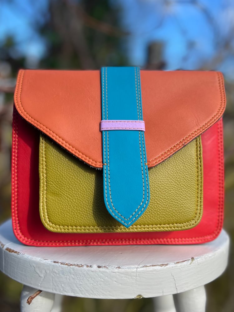 Image of Harlequin Collection - Recycled Leather Small Messenger -#24D