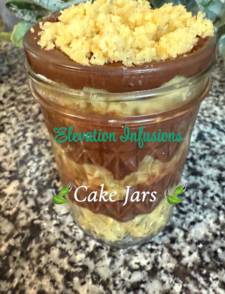 Image of Fly High Elevation Infusions Cake Jar-Yellow Cake/Chocolate Icing