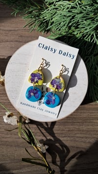 Lime/ Blue Abstract Floral Dangle 