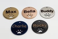 Image 1 of Stainless Steel Custom Pet ID Tag Round Paw Cat Dog French Bulldog 2-Side FREE SHIPPING