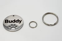 Image 3 of Stainless Steel Custom Pet ID Tag Round Paw Cat Dog French Bulldog 2-Side FREE SHIPPING