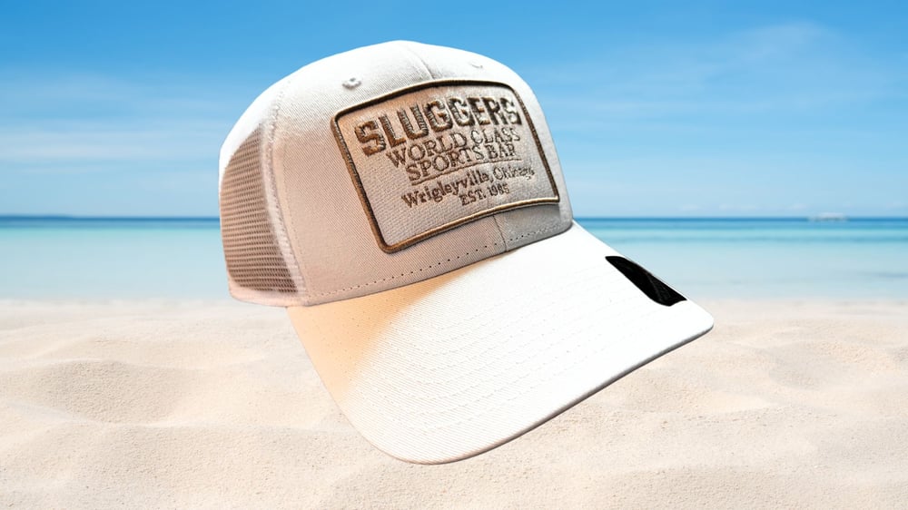 Image of Sluggers White Out snap back trucker Dome Headwear Cap