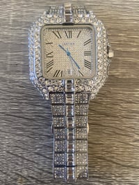 Iced-Out Silver Classic Timepiece